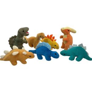 Prextex Assorted 5" Plush Dinosaurs Play Set, 7 Pack | Stuffed Animal Assortment